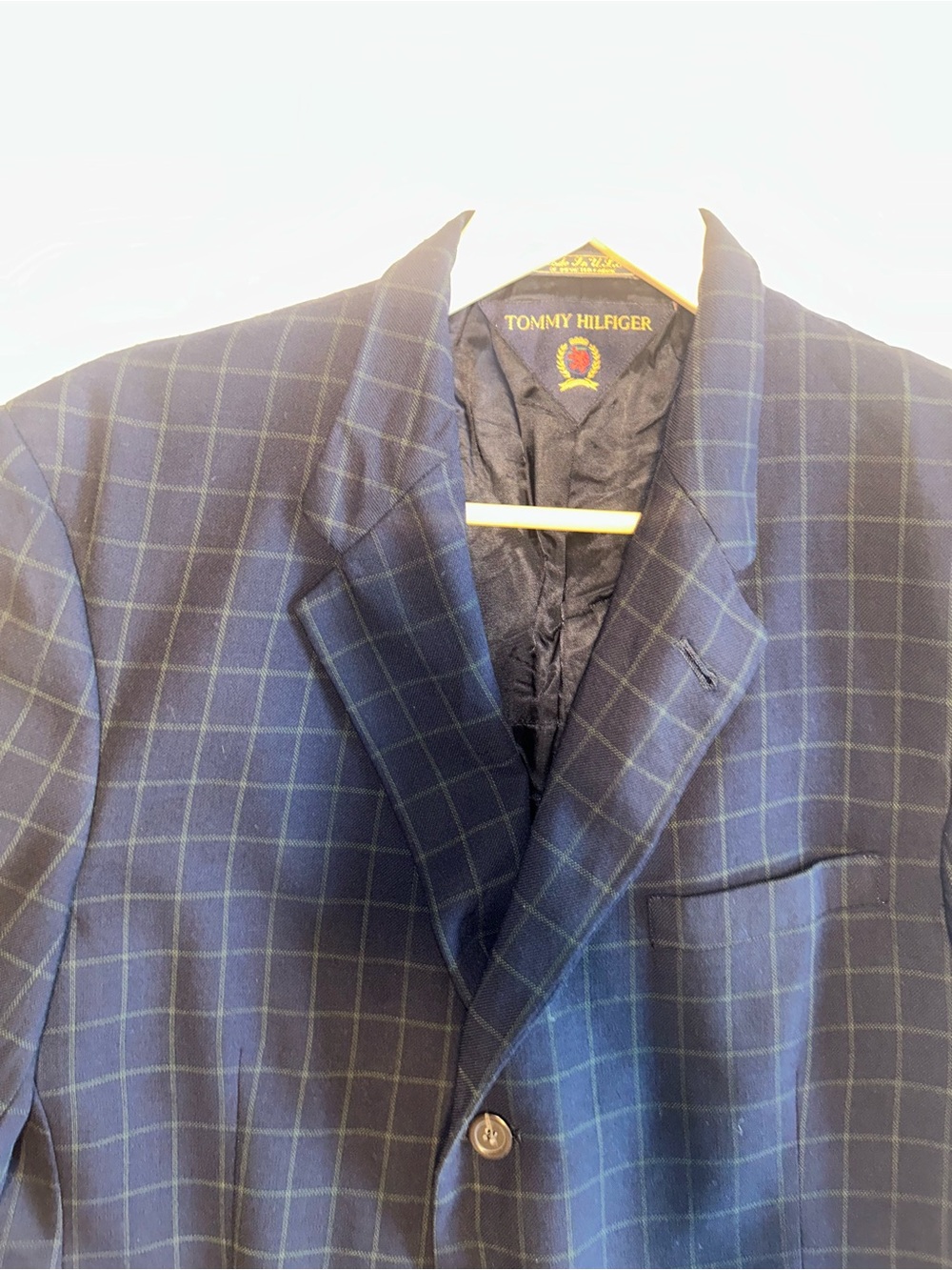 Tommy Hilfiger Dark Navy Windowpane Blazer with Light Blue Grid
